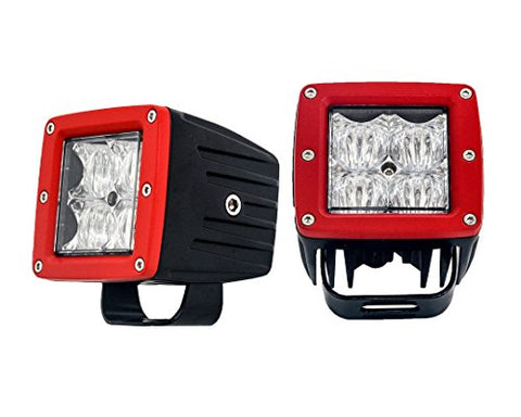 OZ-USA R 4D POD Flood  LED lights RED fog atv offroad 3 x 4 race beam truck motorcycle cube, 8.3 x 4.5 x 4.4 inches