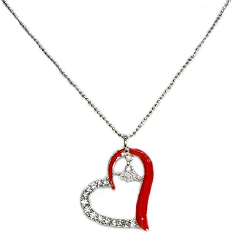 Heart Crystal Necklace, Arkansas, Chain 18" , Pendant 1.75"