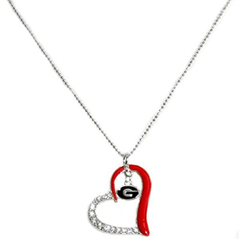 Heart Crystal Necklace, Georgia, Chain 18" , Pendant 1.75"