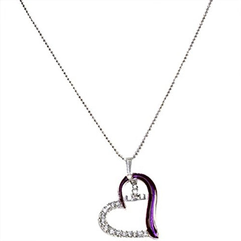 Heart Crystal Necklace, Louisiana State, Chain 18" , Pendant 1.75"