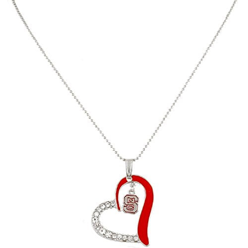 Heart Crystal Necklace, North Carolina State, Chain 18" , Pendant 1.75"