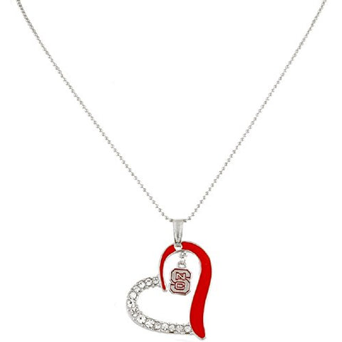 Heart Crystal Necklace, North Carolina State, Chain 18" , Pendant 1.75"