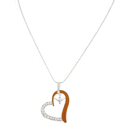 Heart Crystal Necklace, Texas, Chain 18" , Pendant 1.75"