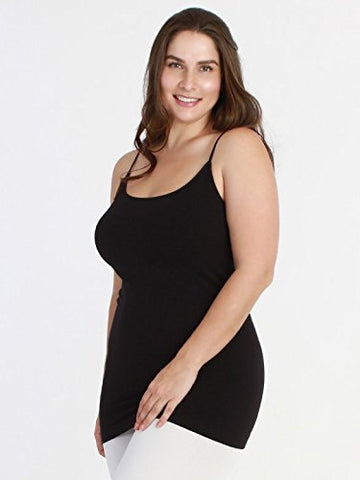 Seamless Plus Size Long Camisole - 6 Black, One Size