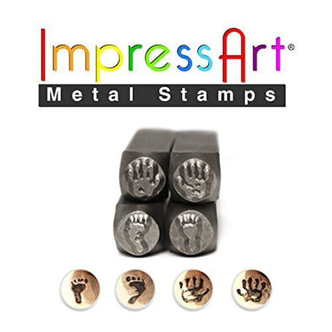 Impressart Design Metal Stamp Set - Foot and Hand Print -4pcs by Impress Art