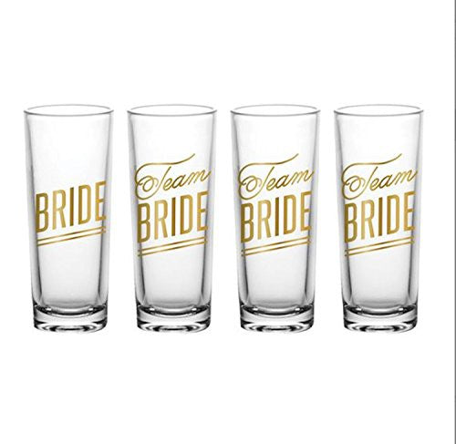 2oz Bride and Bride's Drinking Team Shot Glasses Set of 4