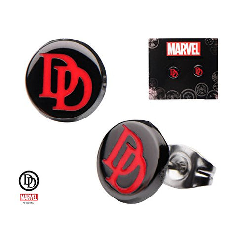 Women's Marvel Enamel Stainless Steel Daredevil Logo Round Studs Earring