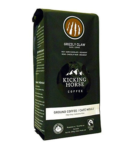 Kicking Horse Ground Coffee Grizzly Claw, Dark At least 95% Organic, 10 OZ.