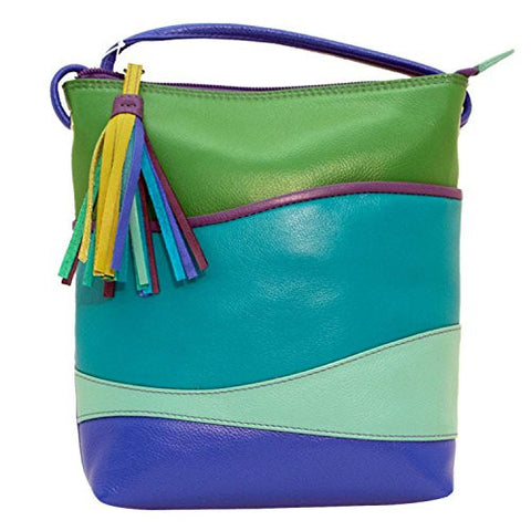 Top Zip Crossbody Bag With Multi-color Tassel Puller, Cool Tropics