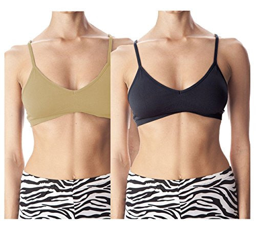 Anemone Seamless Padded V-Neck Cami Bra 04 - 2PACK: BLACK/BEIGE