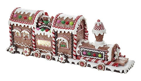 BATTERY OPERATED LED GINGERBREAD TRAIN TABLE PIECE WITH TIMER (6HRS ON/18HRS OFF) - USES 3 "AA" BATTERIES (NOT INCLUDED)