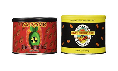 Da Bomb Ghost Pepper Nuts 8 oz and Dave's Burning Hot Nuts 10 oz