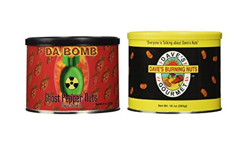 Da Bomb Ghost Pepper Nuts 8 oz and Dave's Burning Hot Nuts 10 oz