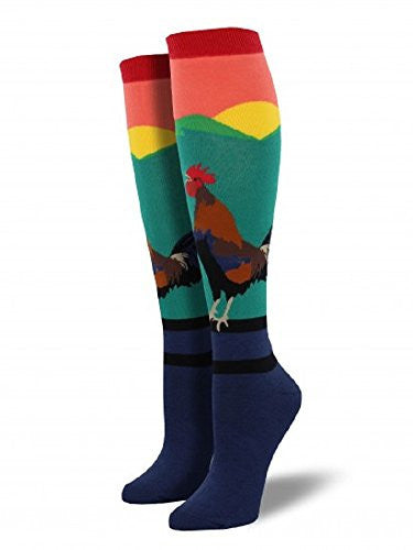 Womens Novelty Knee High "Rise N Shine" - Papaya