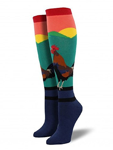 Womens Novelty Knee High "Rise N Shine" - Papaya