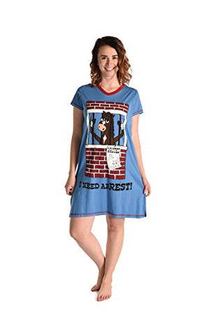 Women's V-Neck Nightshirts by LazyOne | Cute Pajamas Night Shirt + Sizes S/M and L/XL (S/M, I Need Arrest)