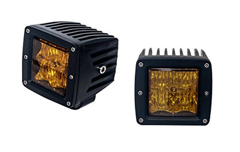 OZ-USA 4D POD Flood Amber Lens LED lights fog atv offroad 3 x 4 race beam truck motorcycle cube,9.1 x 4.6 x 4.4 inches