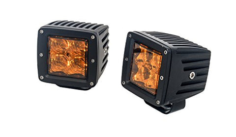 OZ-USA 4D POD Spot Amber Lens LED lights fog atv offroad 3 x 4 race beam truck motorcycle cube, 8.9 x 4.6 x 4.4 inches