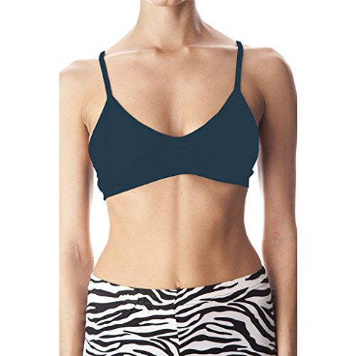 Anemone Women's Seamless V-neck Padded Bra w/ Adjustable Straps - Navy