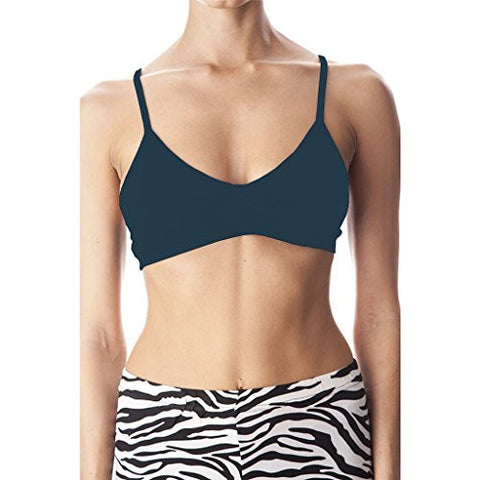 Anemone Women's Seamless V-neck Padded Bra w/ Adjustable Straps - Navy