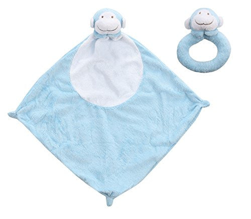 Angel Dear Blankie - Monkey, Blue and Ring Rattle - Monkey, Blue