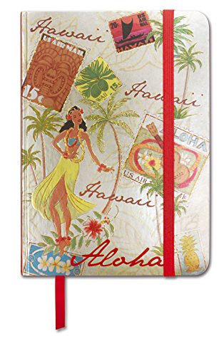 Foil Notebook with Elastic Band Stamped with Aloha - Large, 5” x 7”