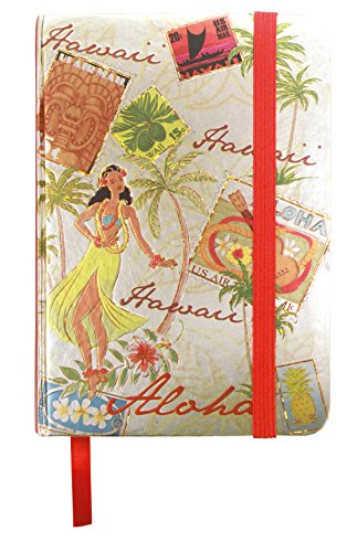 Foil Notebook with Elastic Band Stamped with Aloha - Small, 3.75” x 5.5”