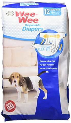 Wee-Wee Products Disposable Dog Diapers (12 Pack), Medium