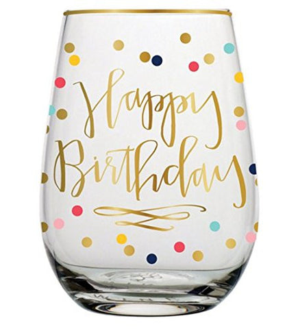 18oz Happy Birthday Stemless Wine Glass