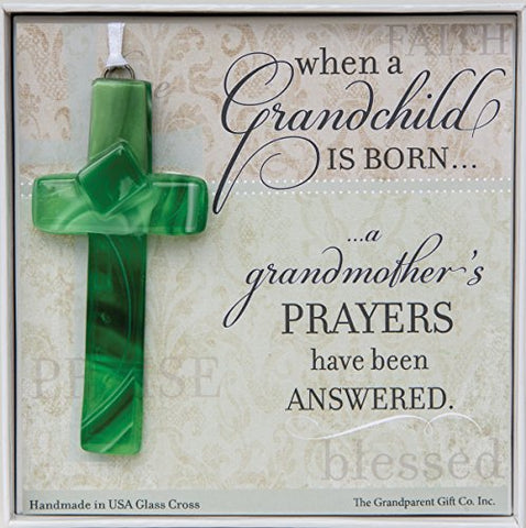Prayer Glass Cross, Green 4”