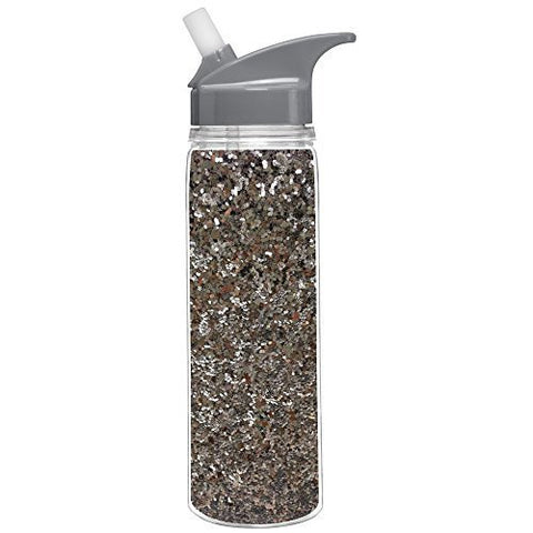18oz Loop Water Bottle Silver Glitter with Loop Lid & Spout