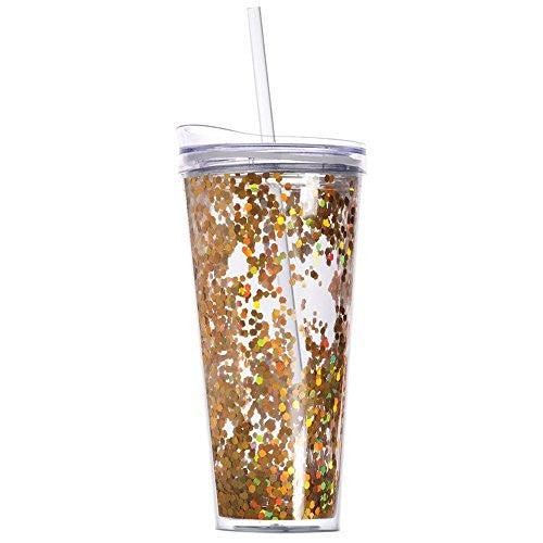 22oz Gold Confetti DWT with Hot Cold Lid and Straw