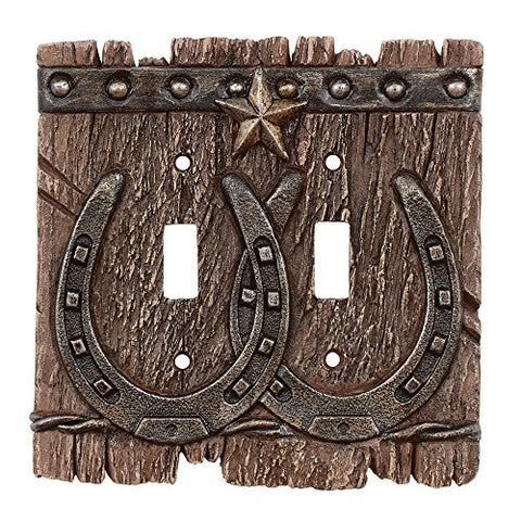 Western Double Switch Cover (Horse Shoe), 5.5"x5.25"