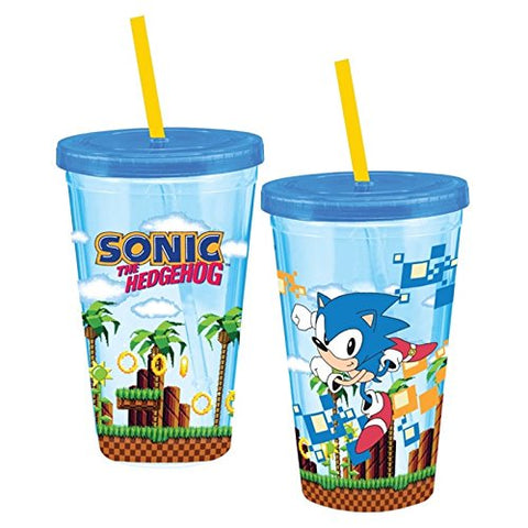 Sonic the Hedgehog 18 oz. Acrylic Travel Cup - Blue, 4 x 4 x 6.25" h