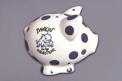 TCU Piggy Bank, 6.5" x 5" x 5.25"