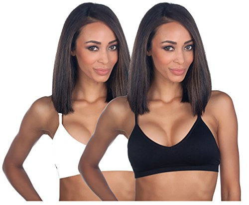 Anemone Seamless Padded V-Neck Cami Bra 04 - 2PACK: BLACK/WHITE