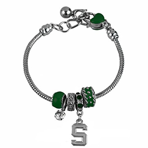 Michigan St Bead Charm Bracelet