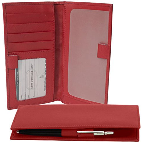 ili 7406 RFB Leather Checkbook with Pen Holder (Red)