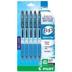 B2P Retractable Ball Point, 5 Pack, Medium Tip, Black