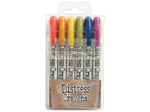 Tim Holtz Distress Crayons Set #2 (festive Berries/rusty Hinge/fossilized Amber/peeled Paint/chipped Sapphire/seedless Preserves)