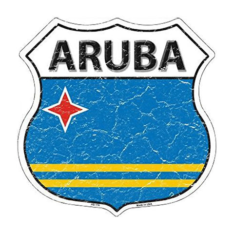 ARUBA COUNTRY FLAG HIGHWAY SHIELD WHOLESALE METAL SIGN HS-176
