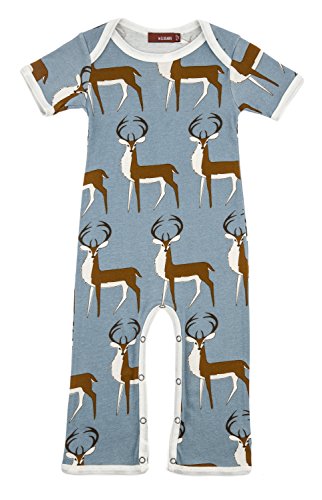 Short Sleeve Romper, Blue Buck- 6-12M