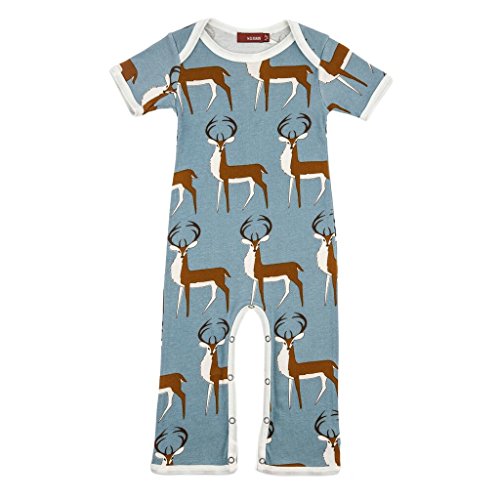 Short Sleeve Romper, Blue Buck- 12-18M
