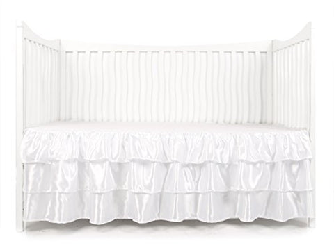 Satin Ruffle Crib Skirt White