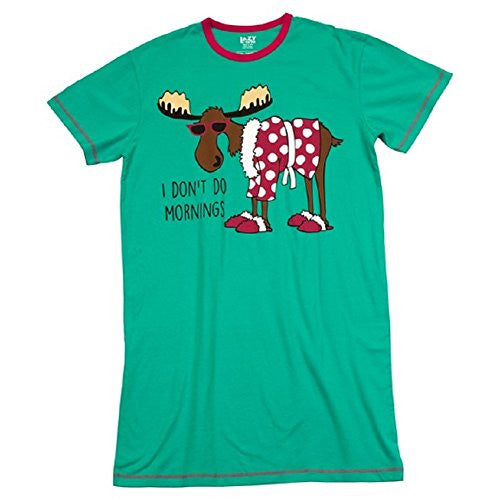 Lazy One Nightshirt - "I DON'T DO MORNINGS MOOSE" - One Size