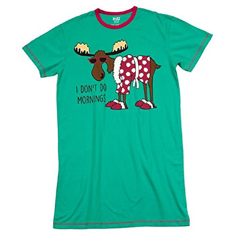 Lazy One Nightshirt - "I DON'T DO MORNINGS MOOSE" - One Size