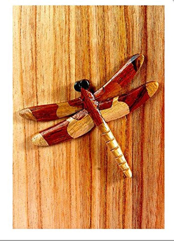 Wood Intarsia Boxes, Dragonfly, 6 inches x 4 inches x 3 inches