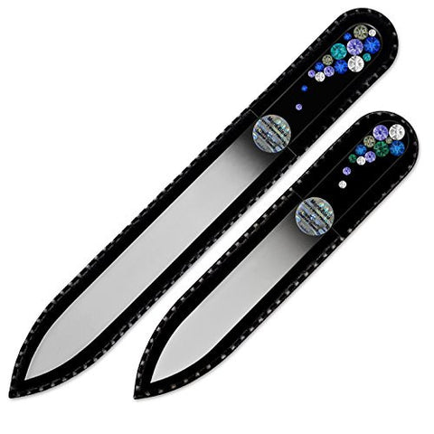 Bubbles Black Nail File With Crystals, Sets of 2 (Medium, Small), Blue