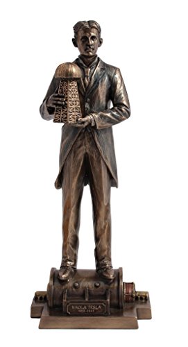 Nikola Tesla Holding A Model Of Wardenclyffe Tower, Cold Cast Bronze, L5 1/8, W3 3/8, H12