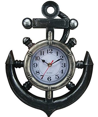 15" Anchor Wall Clock Pewter Finish